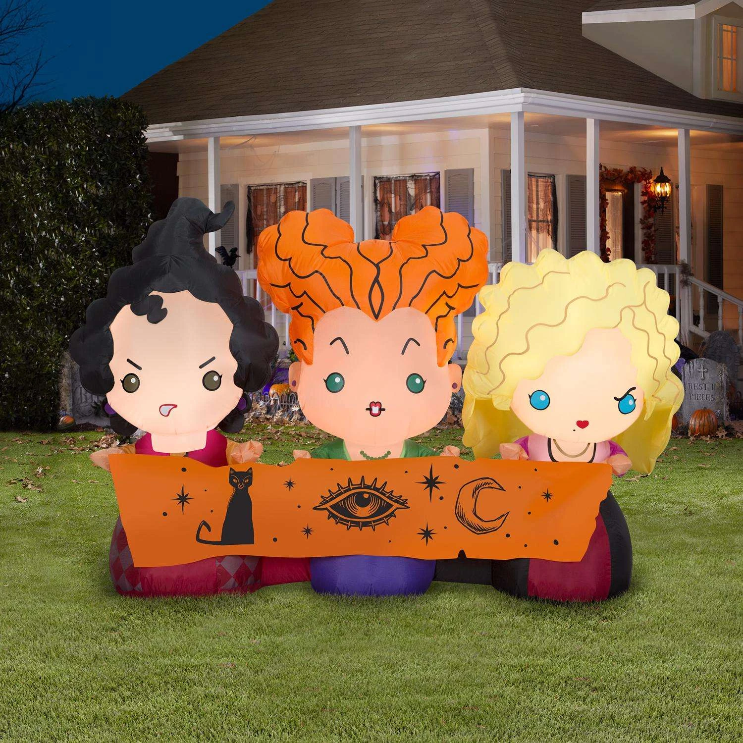 Gemmy Airblown 3.5 Ft. LED Prelit Hocus Pocus Sanderson Sisters W/Banner Inflatable - Image 2