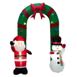 Glitzhome Santa Snowman Gate Arch 96.06 In. Inflatable