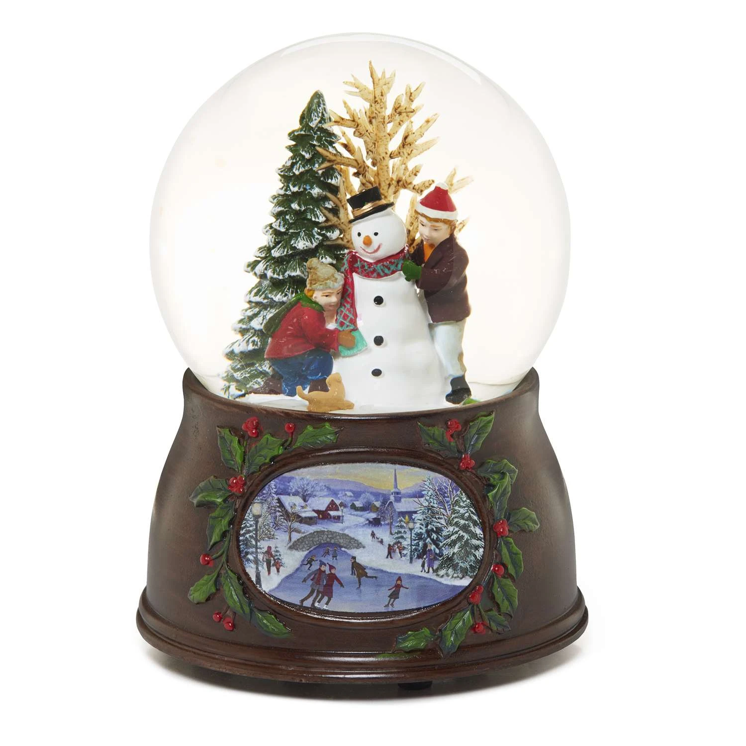 Roman Glitter Dome Multicolored Kids Building A Snowman Musical Indoor Christmas Decor 5.5 In.