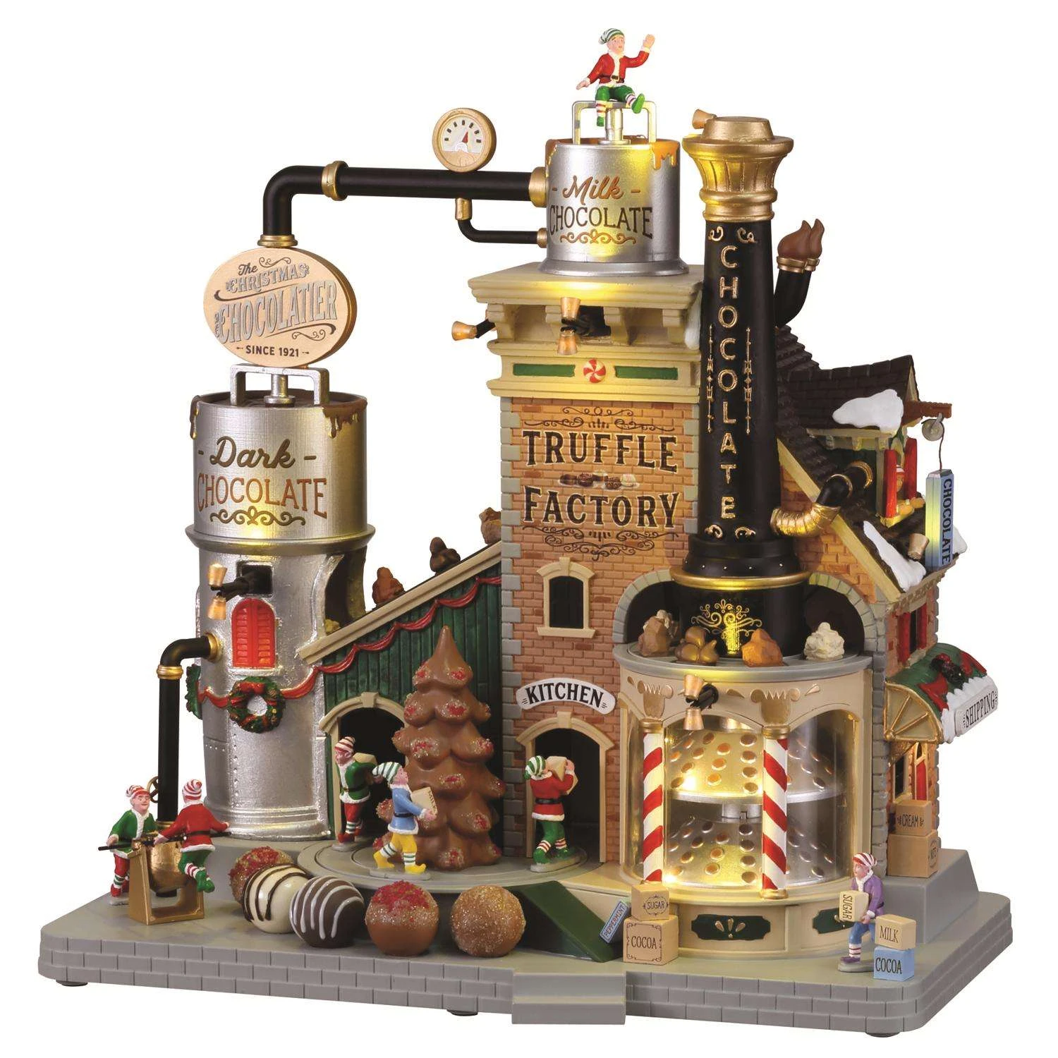 Lemax LED Multicolored Christmas Chocolatier Truffle Factory Christmas Village 12 In.