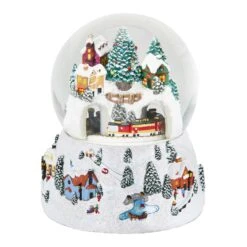 Roman Glitter Dome Multicolored Musical Village Rotating Train Indoor Christmas Decor 5.75 In.