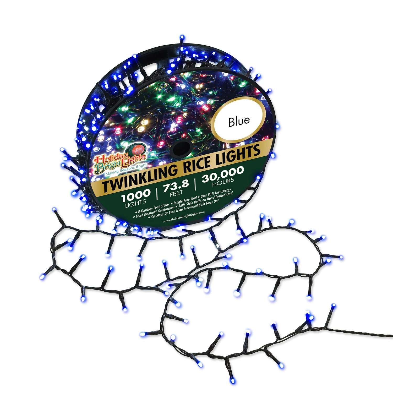 Holiday Bright Lights LED Rice Blue 1000 Ct String Christmas Lights