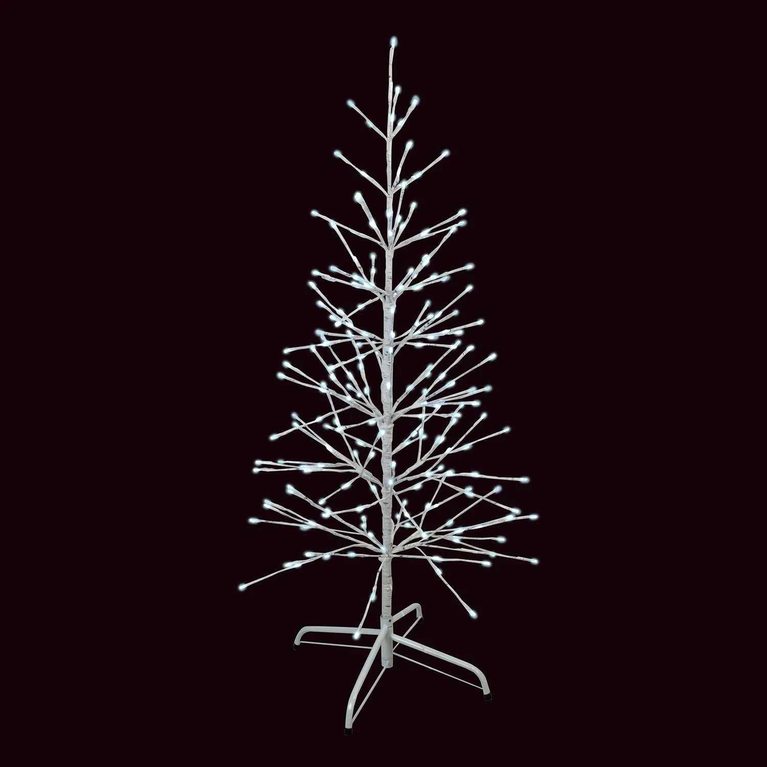 Holiday Bright Lights LED Pure White Lighted Birch Tree 48 In. Yard Decor