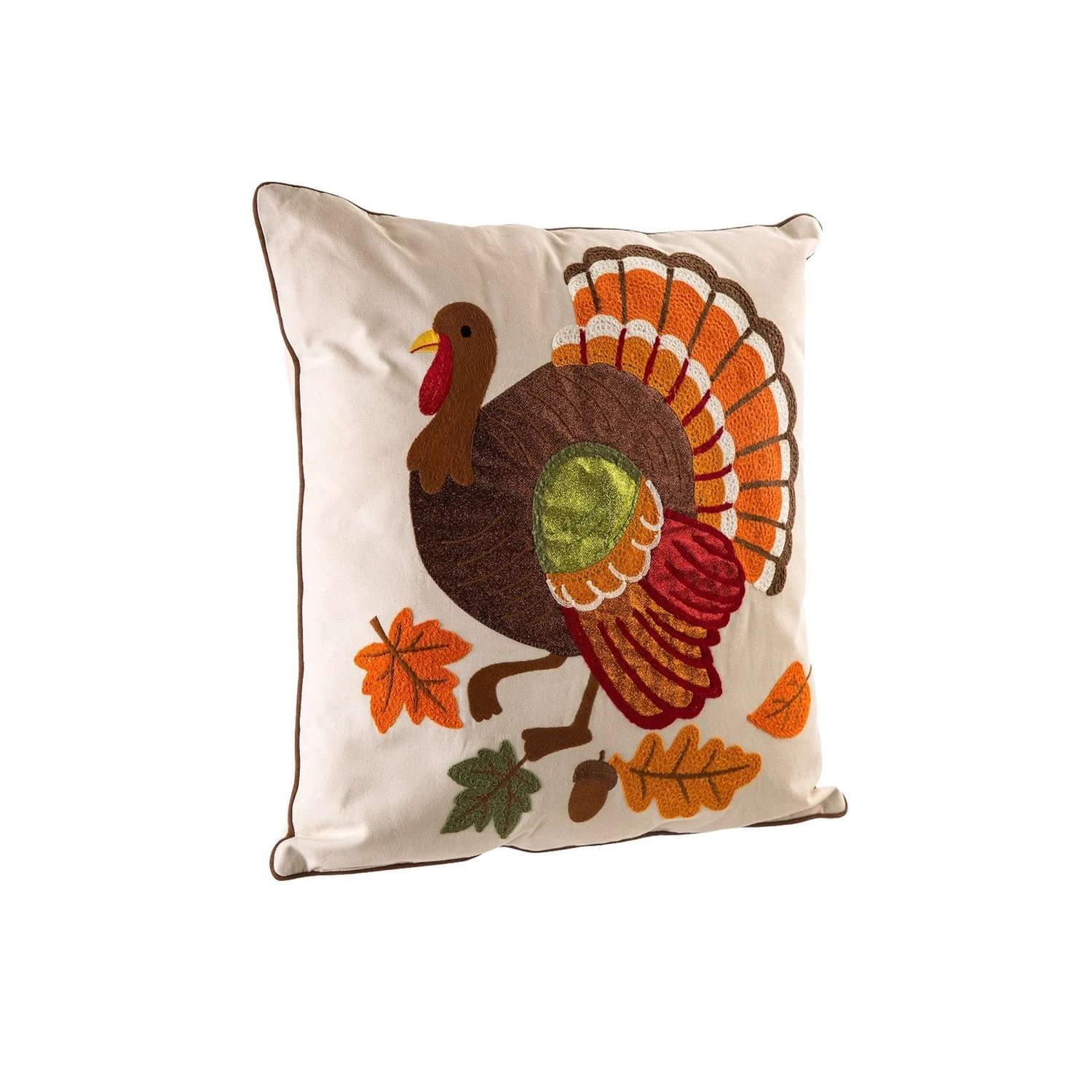 Glitzhome 0.15 In. Embroidered Turkey Pillow Cover Blow Mold - Image 2