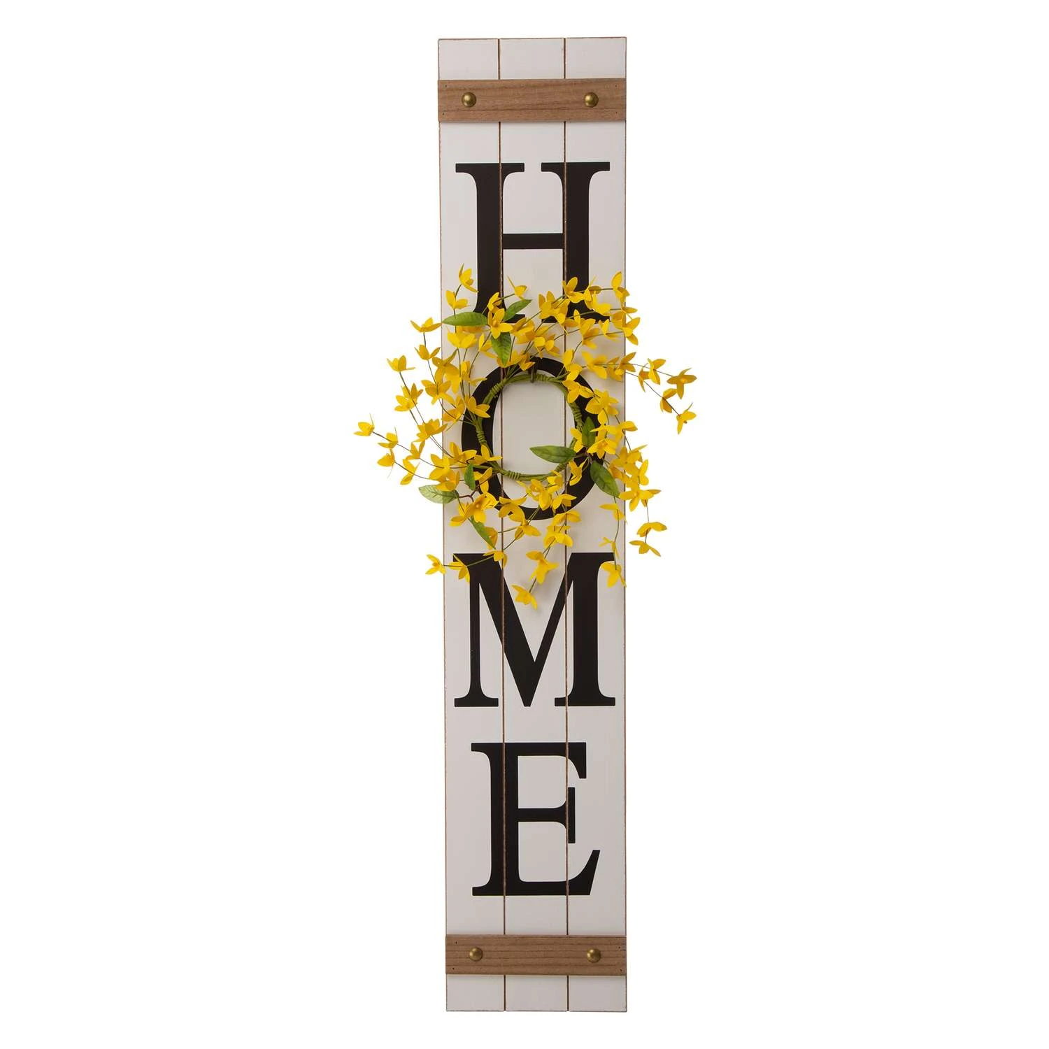 Glitzhome Multicolored Home With 3 Interchangeable Floral Wreaths Porch Sign 42 In. - Image 4