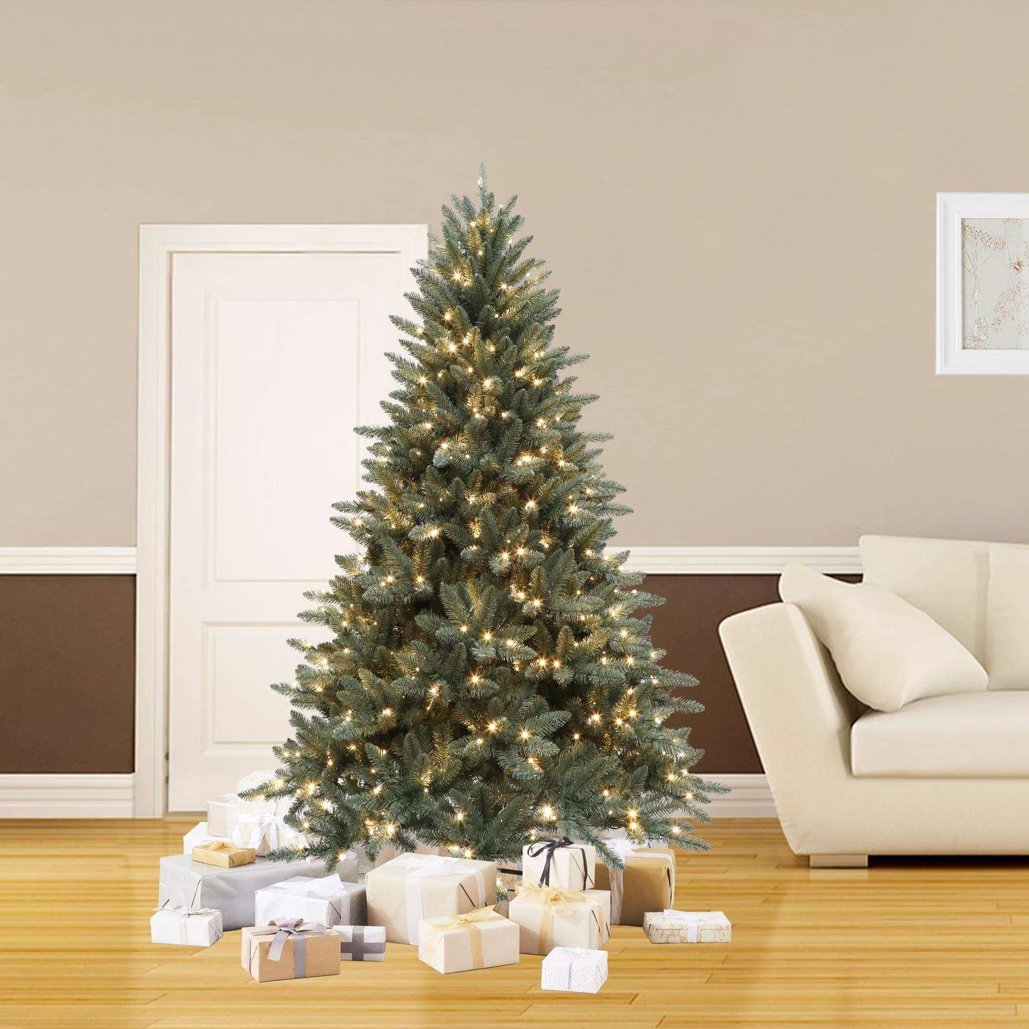 Celebrations 7 Ft. Full LED 500 Lights Forest Green Pine Christmas Tree - Image 2