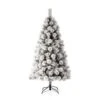 Glitzhome 6 Ft. Pencil LED 300 Ct Snow Flocked Pencil Pine Christmas Tree