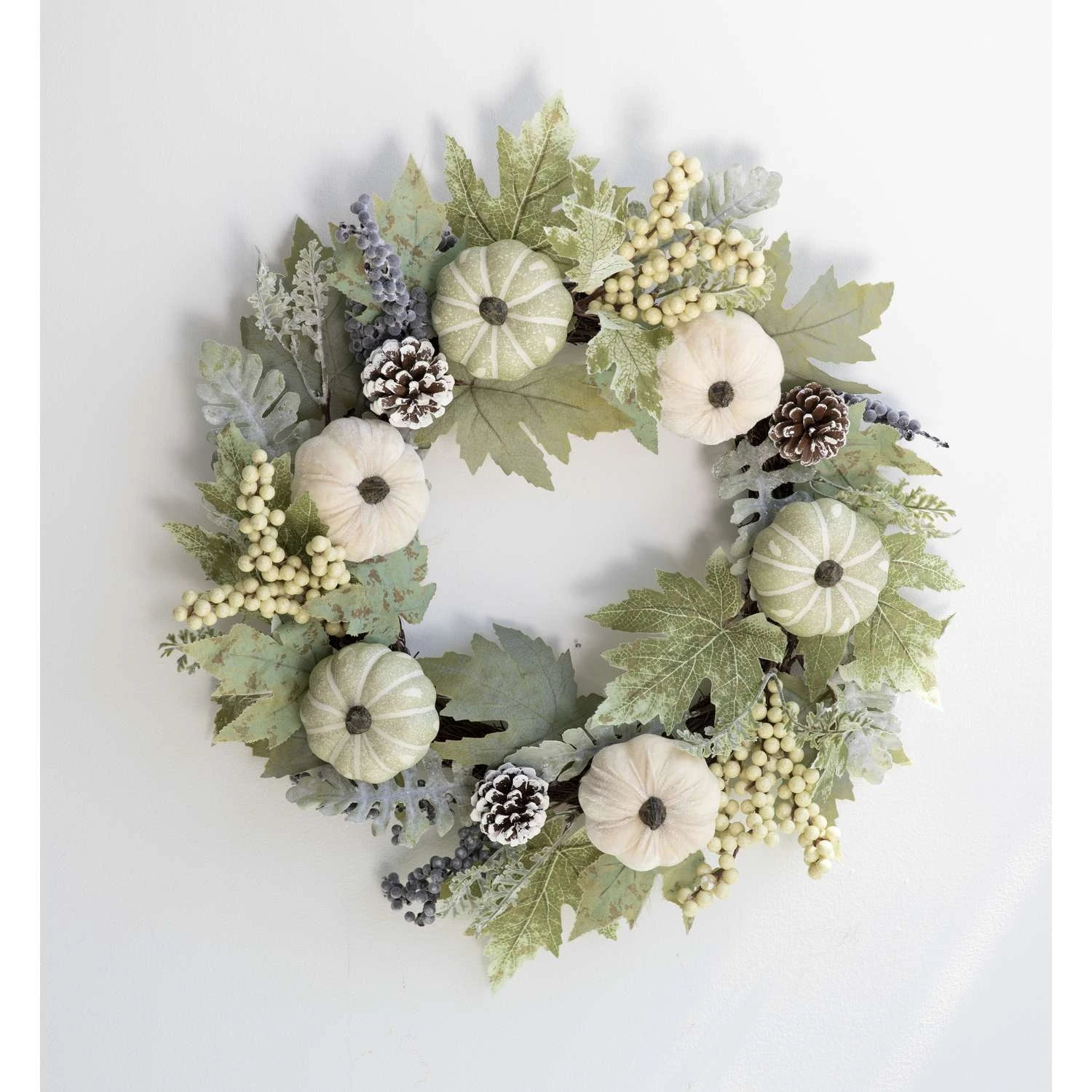 Glitzhome 5 In. Pumpkin Wreath With Green Leaf And Berries Fall Decor - Image 6
