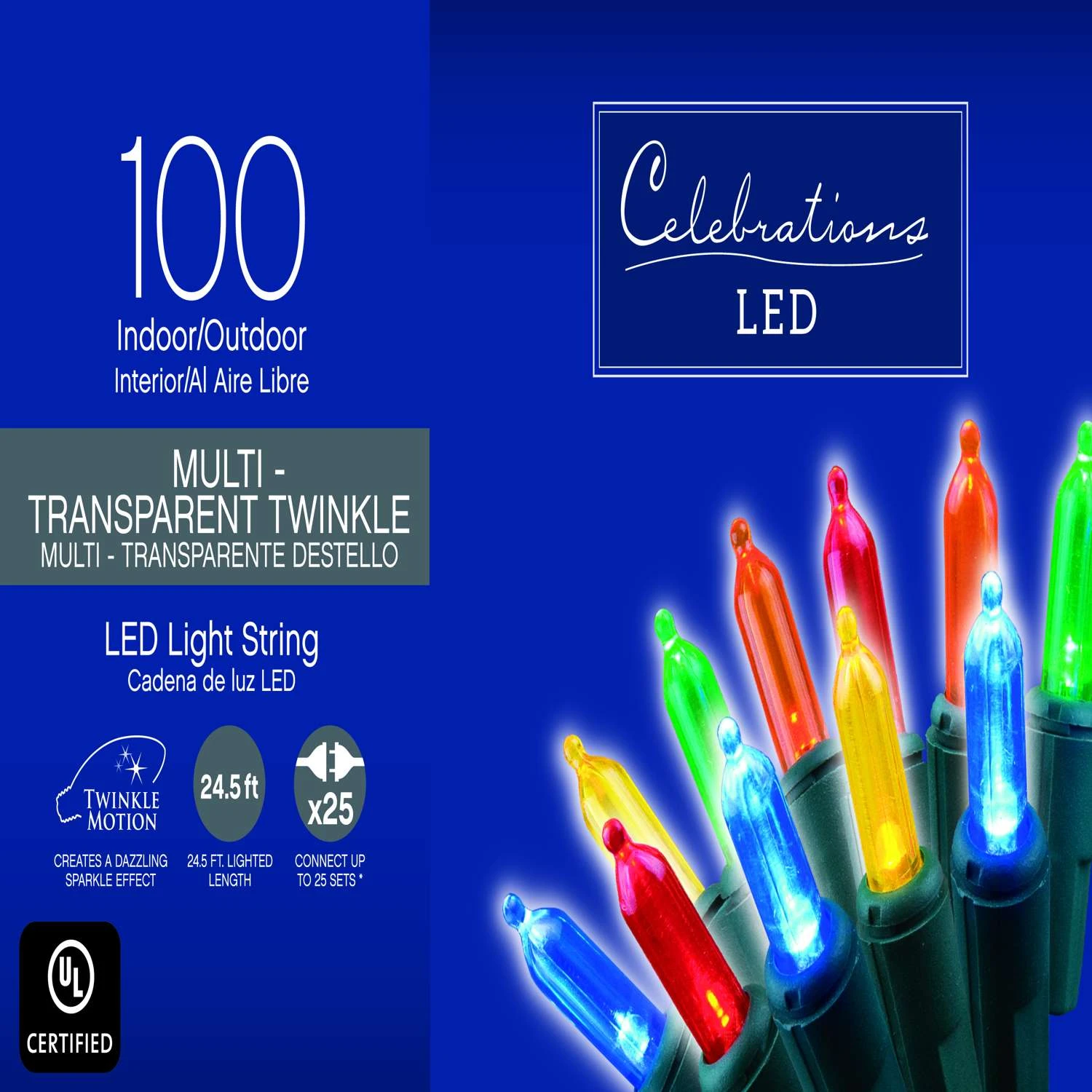 Celebrations LED M5 Multicolored 100 Ct String Christmas Lights 24.75 Ft.