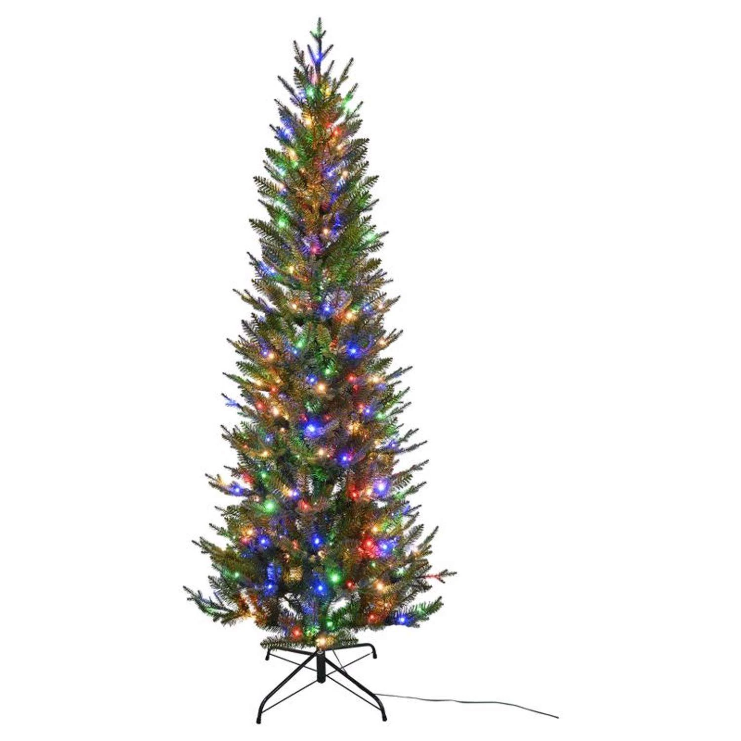 Celebrations 7 Ft. Slim LED 350 Ct 1-2-Tree Majestic Fraser Fir Color Changing Christmas Tree