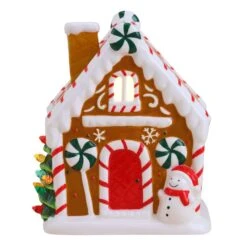 Mr. Christmas LED Brown Ceramic Gingerbread House Christmas Village 7 In.