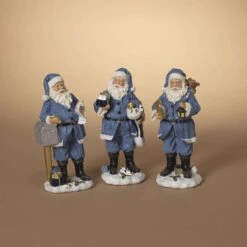 Gerson Blue/White Santa In Blue Suit Figurine 9.45 In.