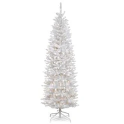 National Tree Company 6-1/2 Ft. Pencil Incandescent 250 Ct White Kingswood Fir Christmas Tree