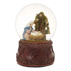 Roman Glitter Dome Multicolored Musical Holy Family Indoor Christmas Decor 6.75 In.