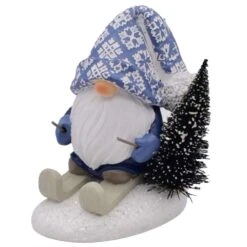 Gerson Multicolored Resin Skiing Gnome Figurine 6 In.