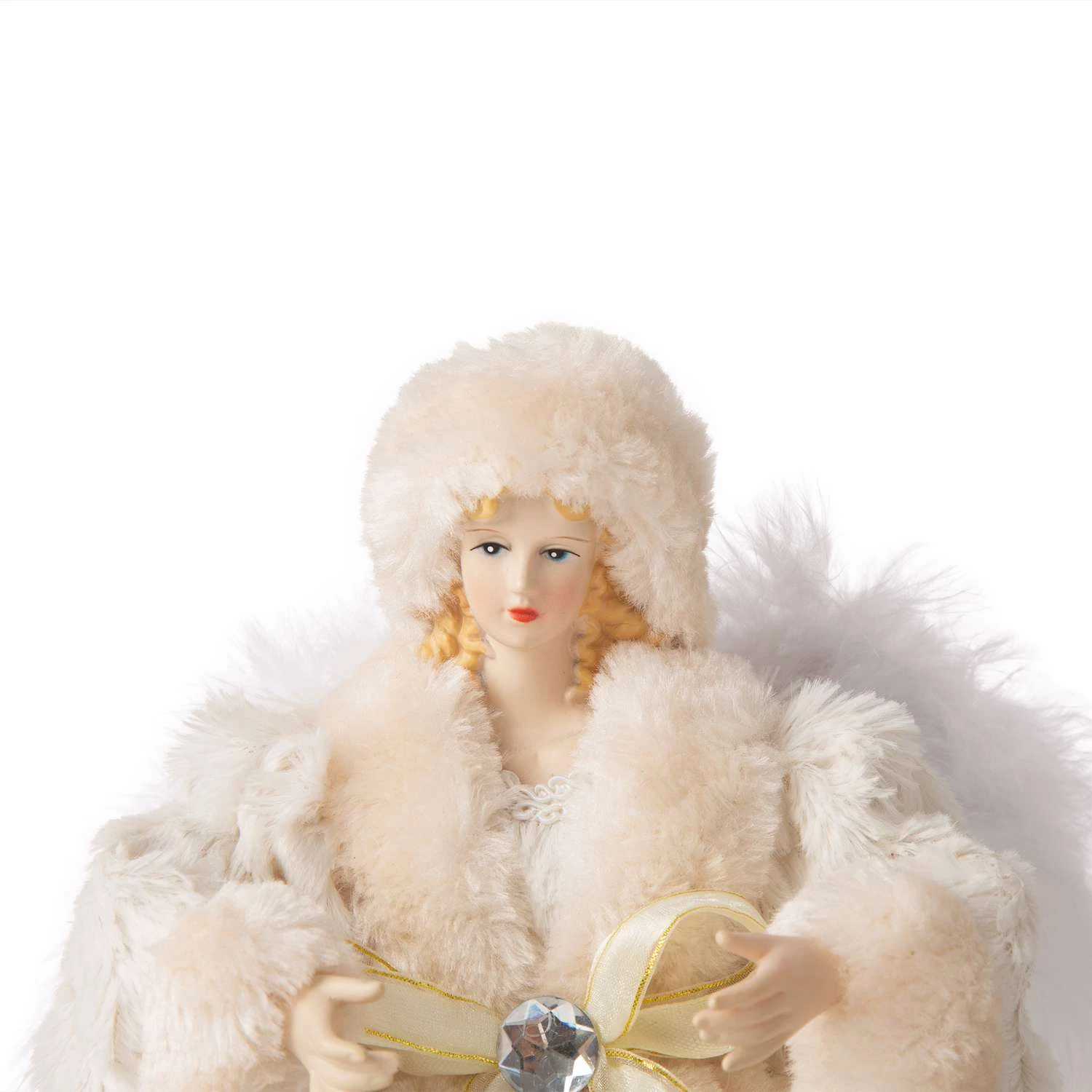 Glitzhome Multicolored Faux Fur Angel Tree Topper 12.2 In. - Image 2