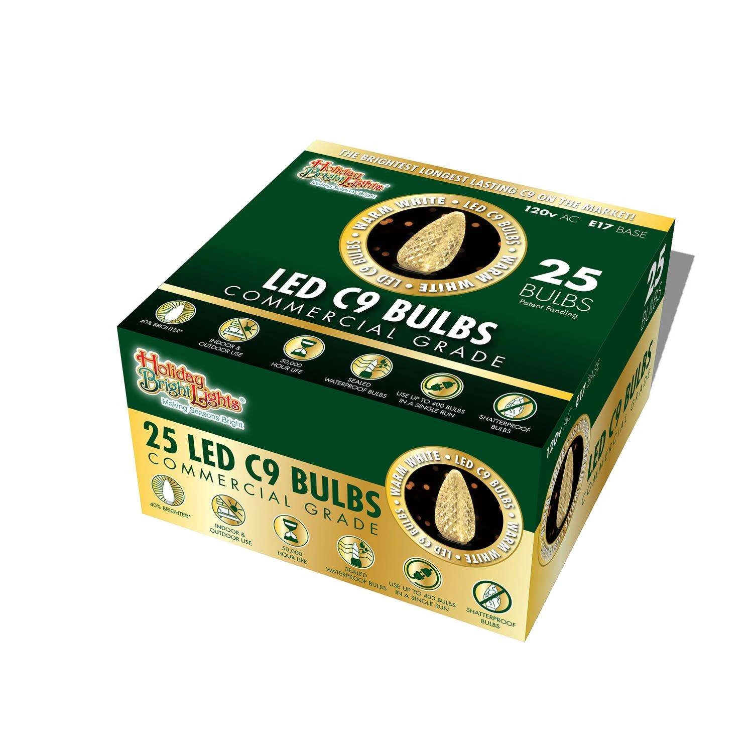 Holiday Bright Lights LED C9 Warm White 25 Ct Replacement Christmas Light Bulbs - Image 2