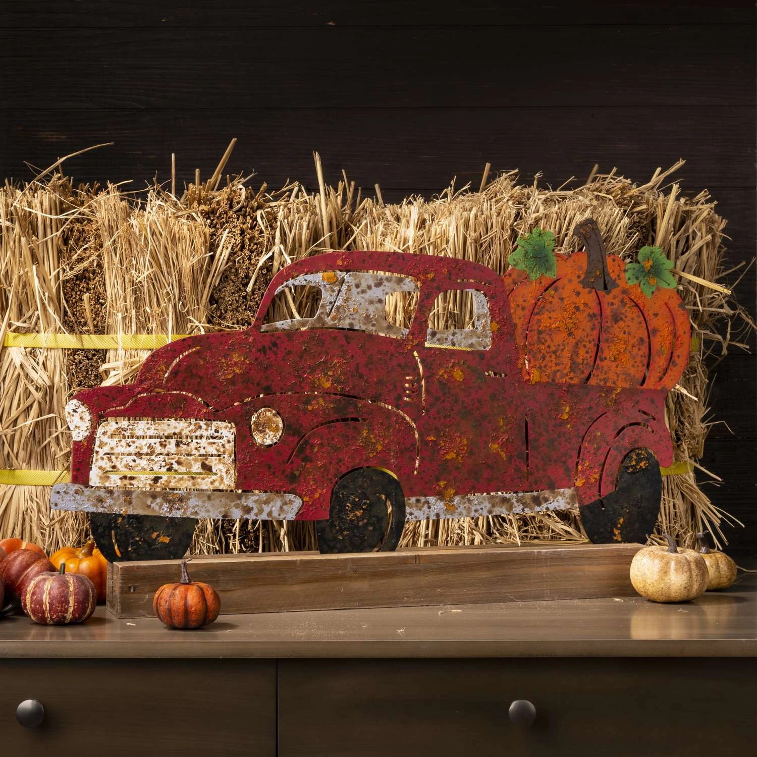 Glitzhome 15.35 In. Rusty Truck Tabletop Decor - Image 5