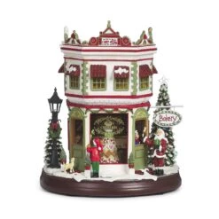 Roman Confetti Lite LED Multicolored Musical Sweet Shop 2 Story Christmas Village 10.25 In.