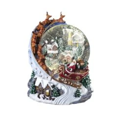 Roman Glitterdomes LED Multicolored Musical Swirl Santa Over Indoor Christmas Decor 7.87 In.