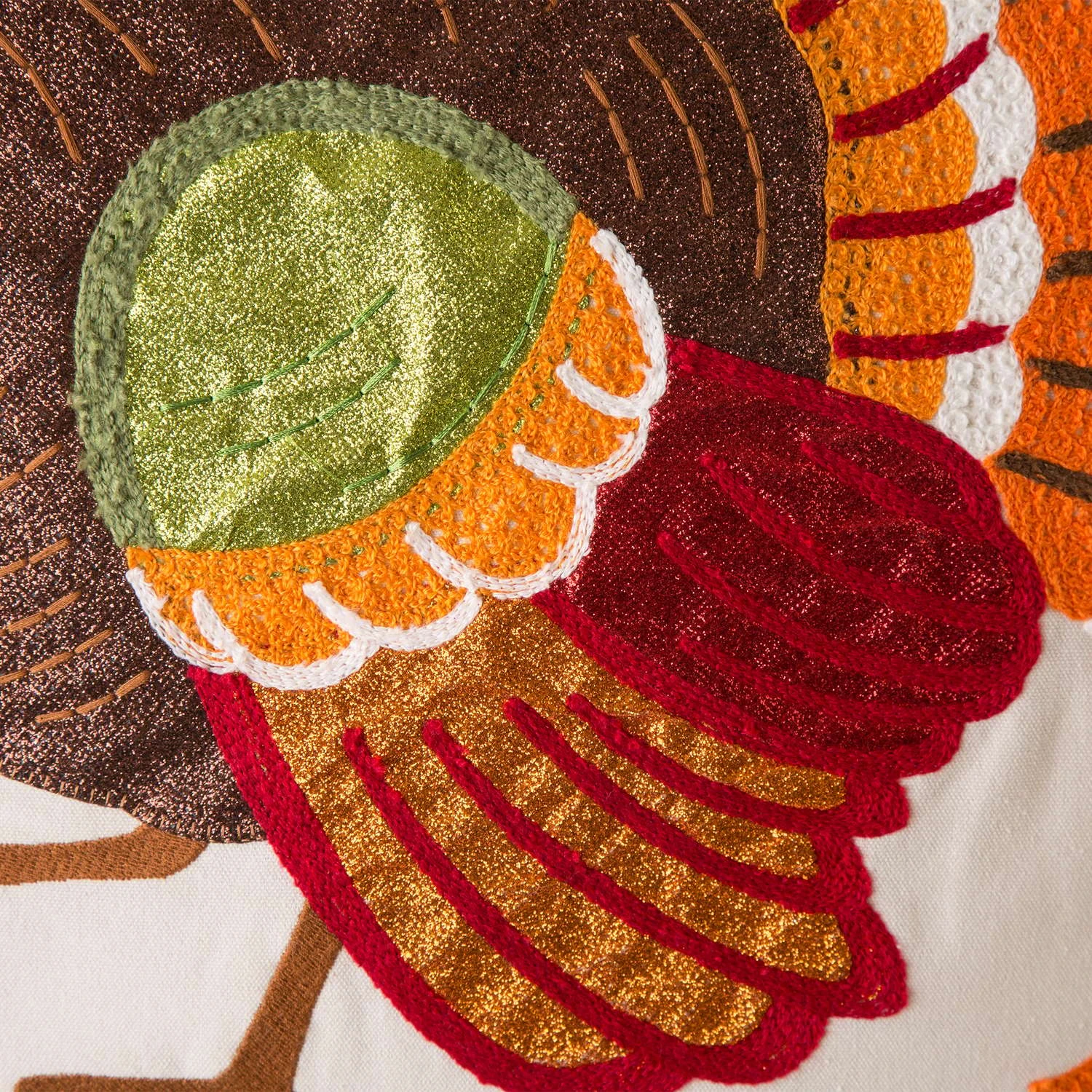 Glitzhome 0.15 In. Embroidered Turkey Pillow Cover Blow Mold - Image 4