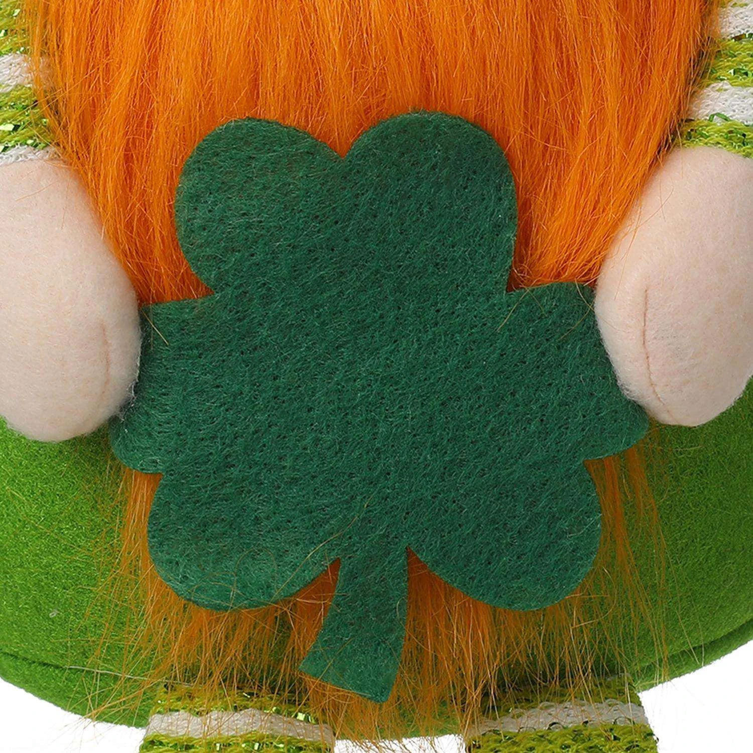 Glitzhome Happy St. Patrick's Day Gnome Shelf Sitter With Dangling Legs Polyester/Sand 1 Pc - Image 5