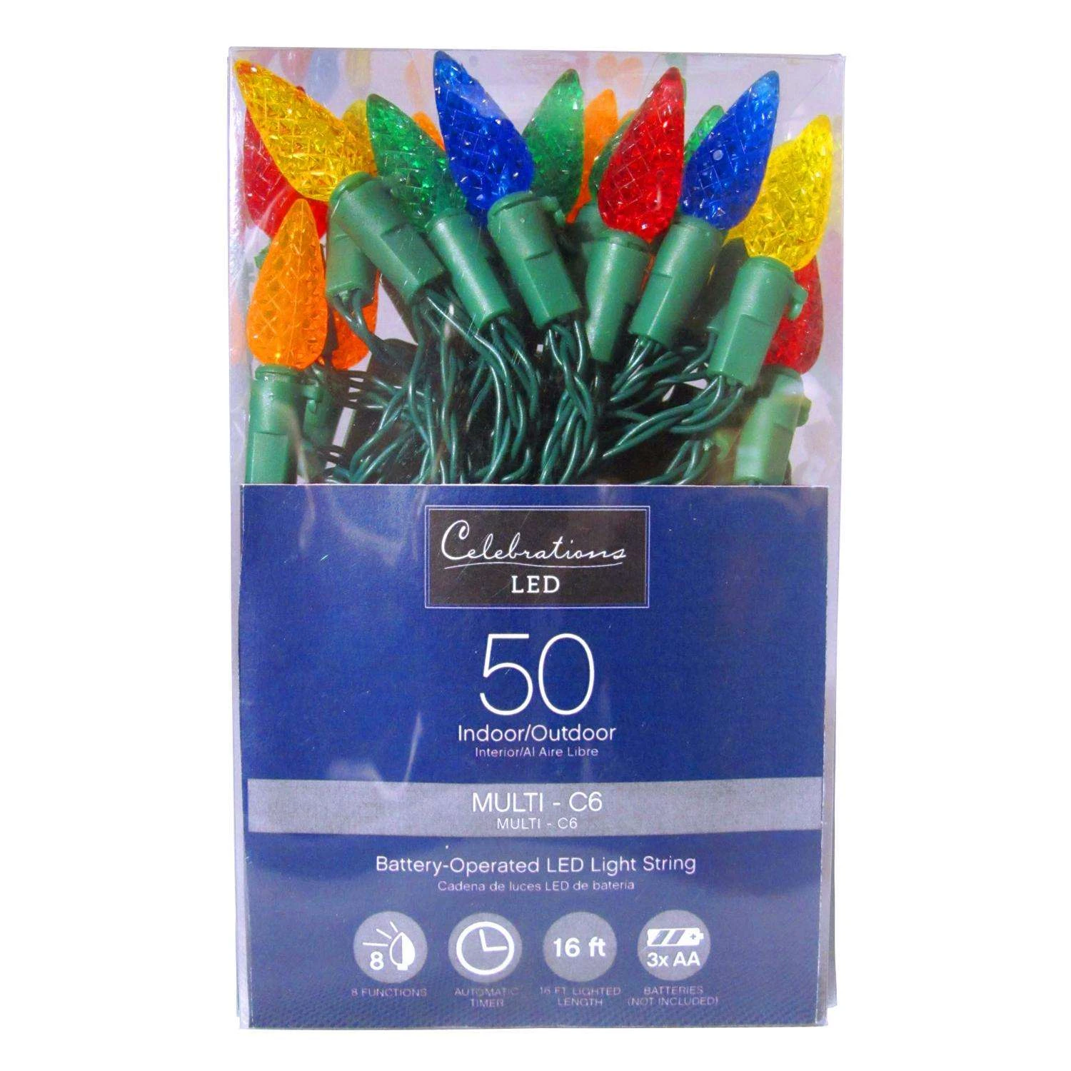 Celebrations LED C6 Multicolored 50 Ct String Christmas Lights 16 Ft.