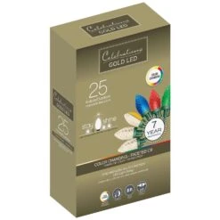 Celebrations Gold LED C9 Multicolored/Warm White 25 Ct String Christmas Lights 8 Ft.
