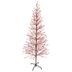 Holiday Bright Lights LED Red Twig Tree 66 In. Yard Decor