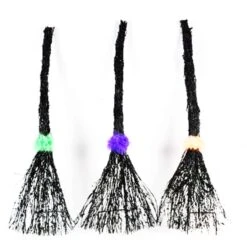 Sienna Warm White 45 Ct 29 In. Prelit Rattan Brooms Halloween Decor