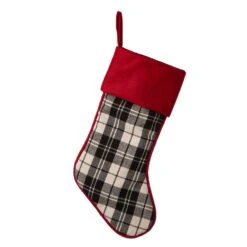 Glitzhome Multicolored Plaid Christmas Stocking 0.5 In.
