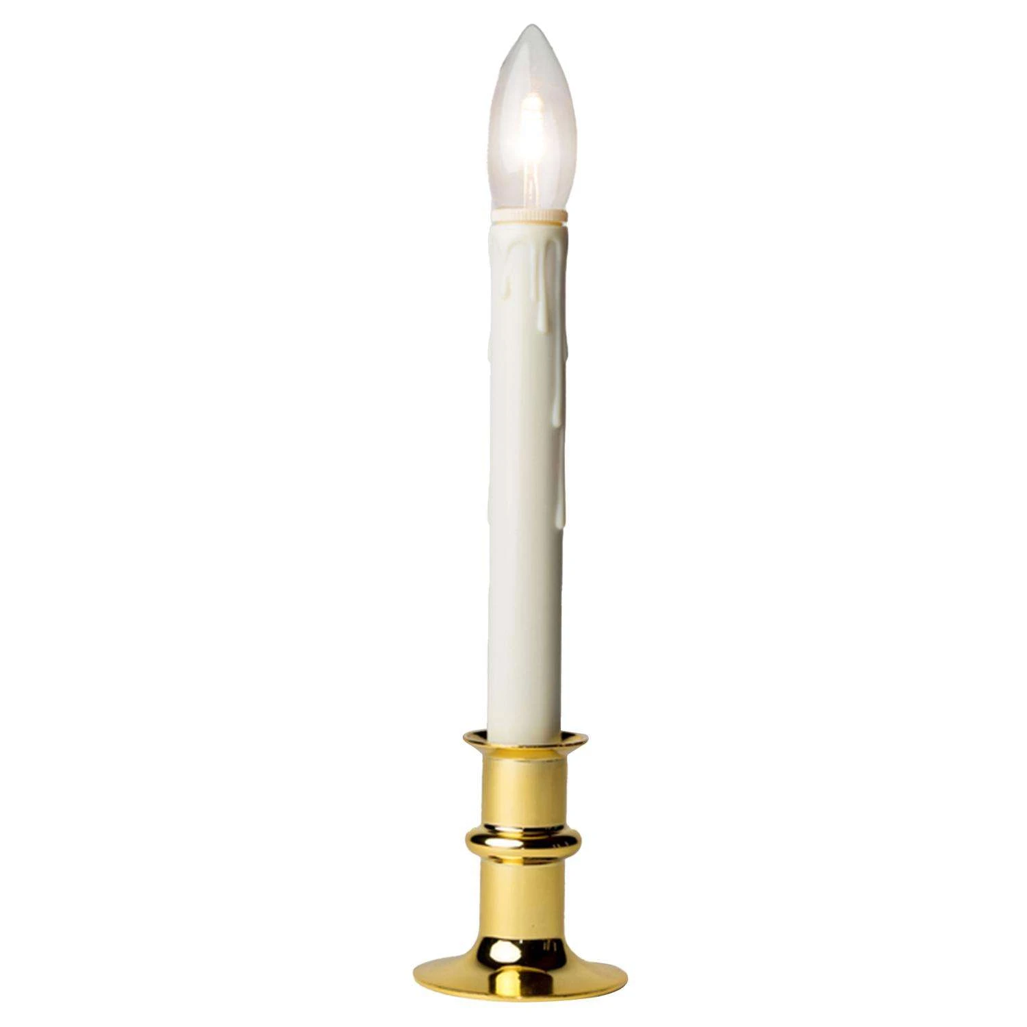 Celestial Lights LED Gold/White Taper Window Candle 13 In.