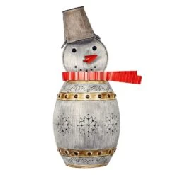 Alpine Snowman Yard Sculpture Decor Metal 1 Pc