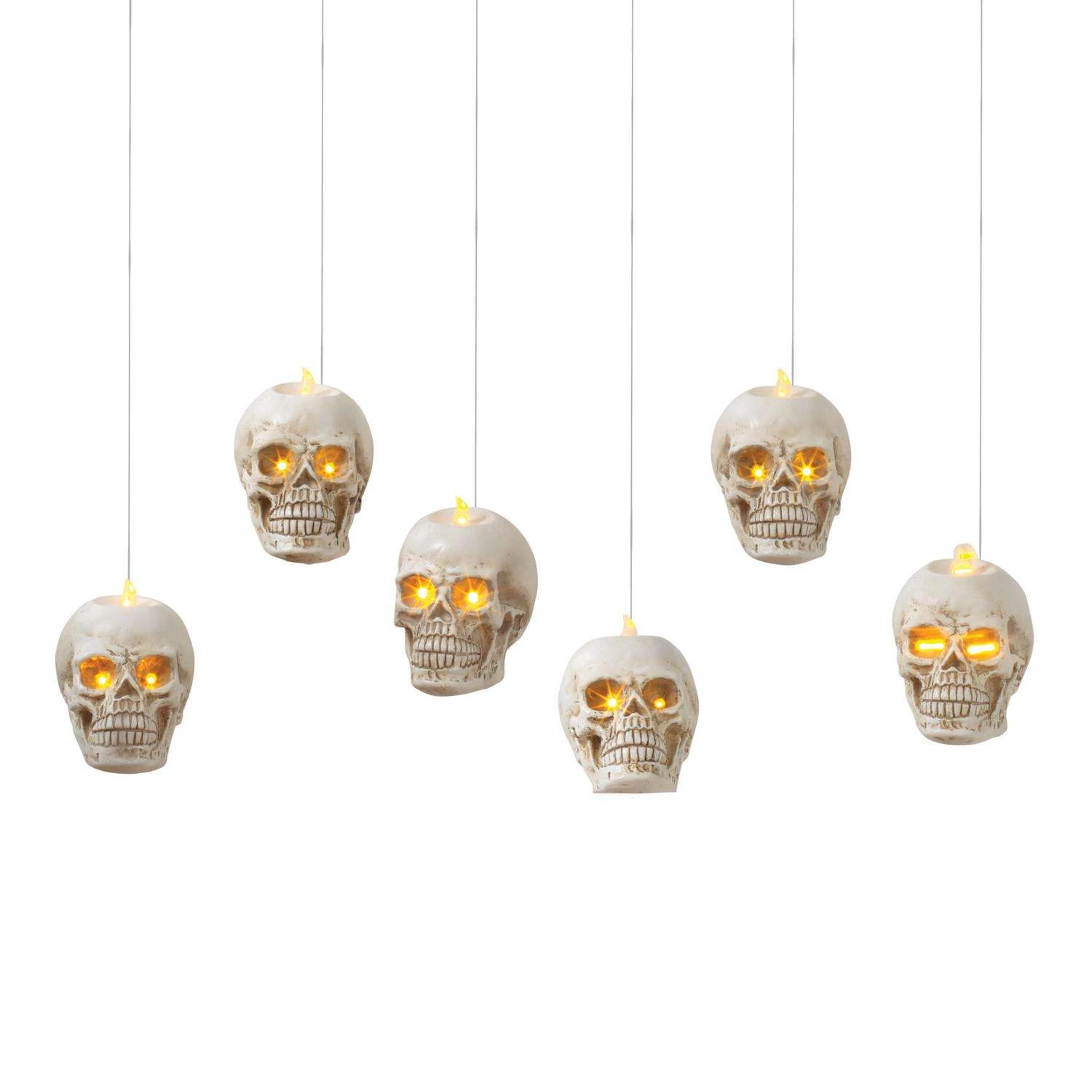 Gerson 5 In. Lighted Hanging Skulls Halloween Decor