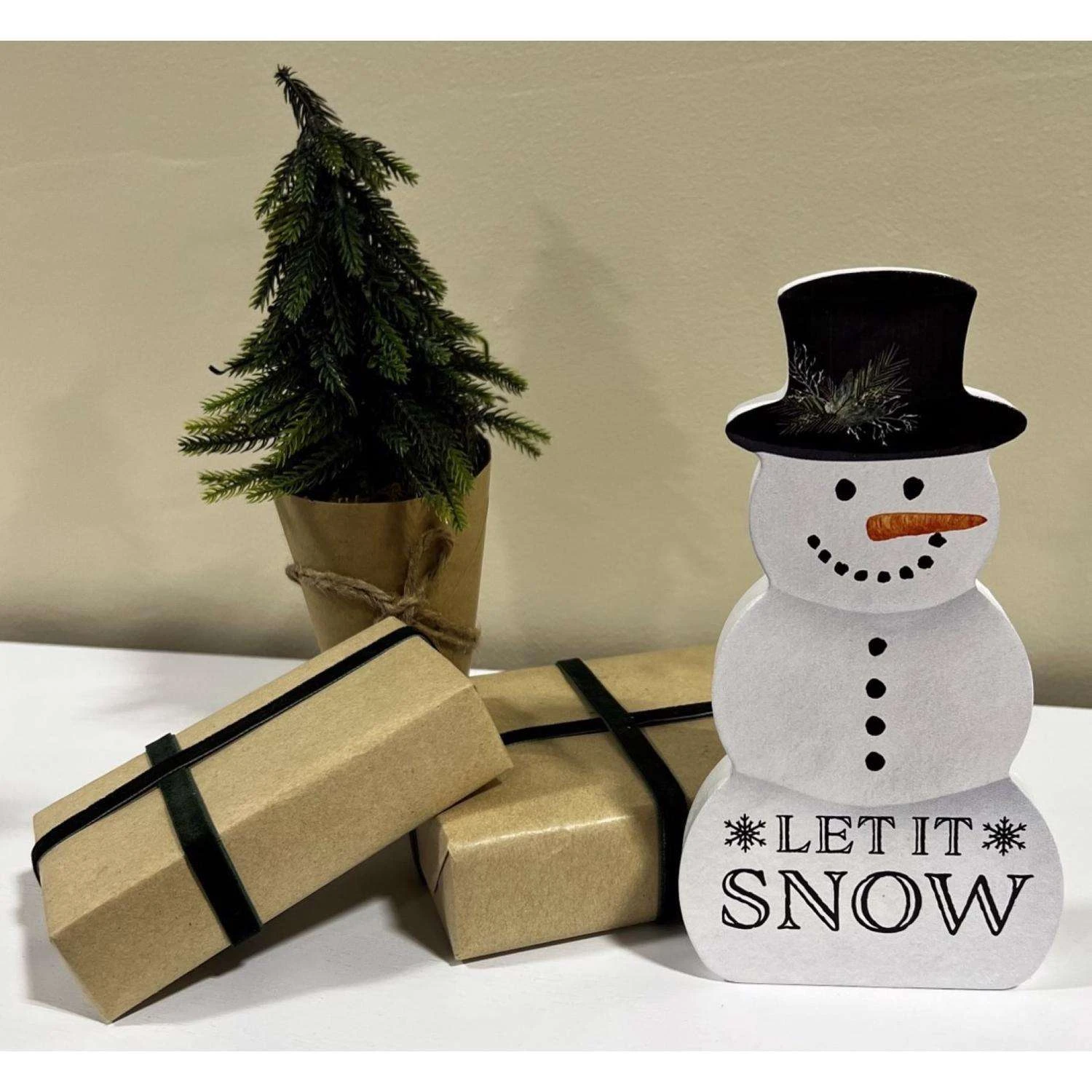 P Graham Dunn Black/White Snowman Let It Snow Table Decor 7 In. - Image 2