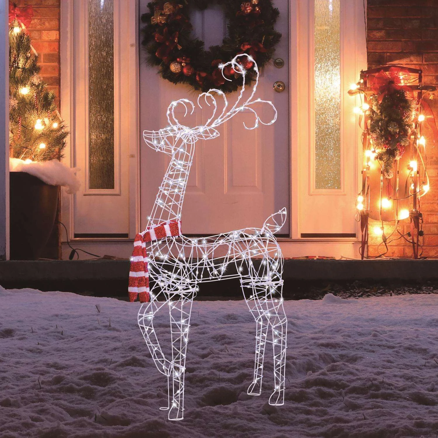 Celebrations LED Cool White Ornate Wire Buck 4 Ft. Yard Decor - Image 3
