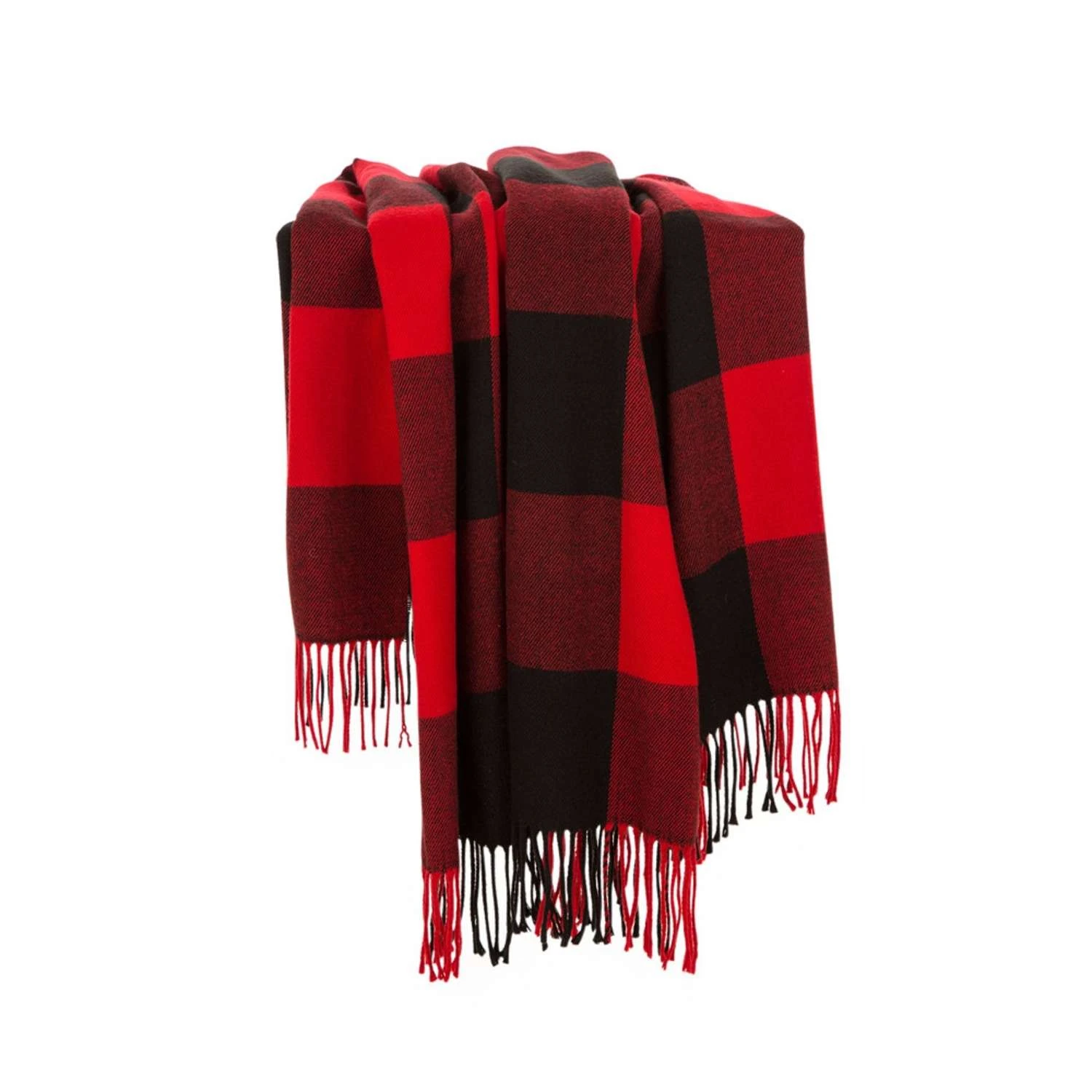Glitzhome Multicolored Plaid Check Tassel Blanket - Image 4