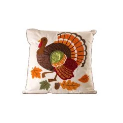 Glitzhome 0.15 In. Embroidered Turkey Pillow Cover Blow Mold