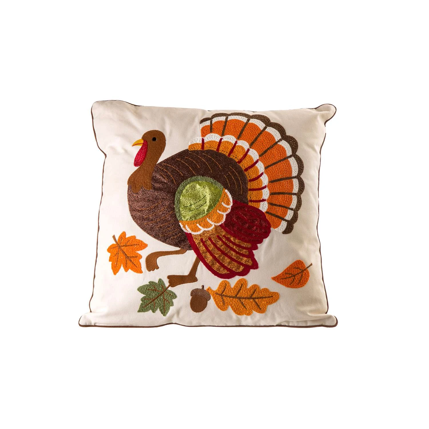 Glitzhome 0.15 In. Embroidered Turkey Pillow Cover Blow Mold