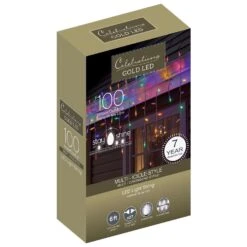 Celebrations Gold LED Mini Multicolored 100 Ct Icicle Christmas Lights 6 Ft.