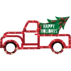 IG Design Multicolored Truck And Tree Silhouette Window Decoration 14 In.