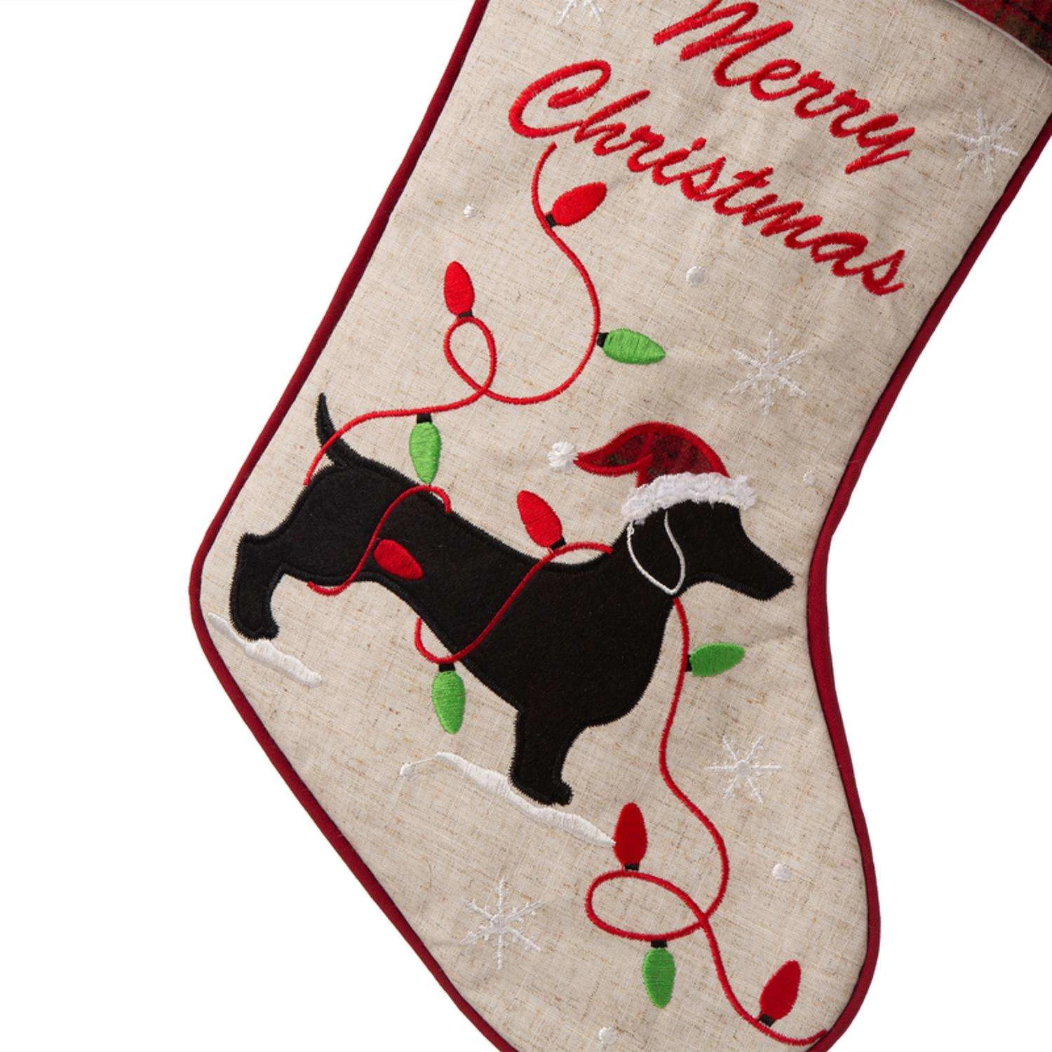Glitzhome Multicolored Dachshund Christmas Stocking 1.18 In. - Image 2