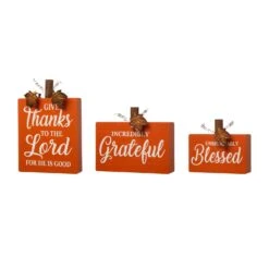 Glitzhome 8.85 In. Pumpkin Signs Fall Decor