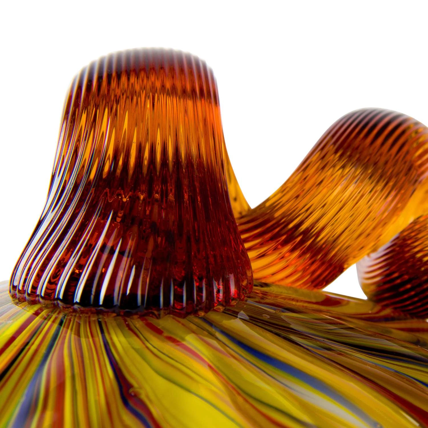 Glitzhome 4.21 In. Multi Striped Glass Pumpkin Tabletop Decor - Image 2