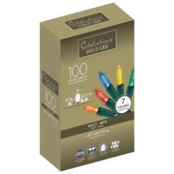 Celebrations Gold LED Mini Multicolored 100 Ct String Christmas Lights 33 Ft.