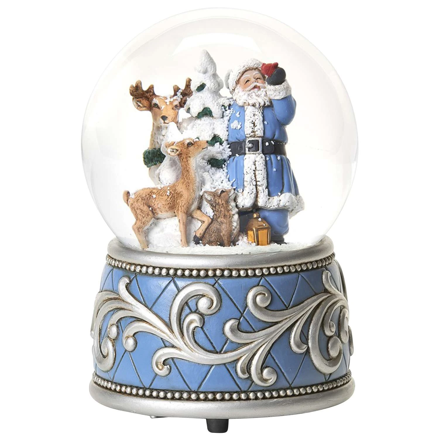 Roman Glitter Dome Multicolored Joseph's Studio Blue Santa With Animal 5.5 In.