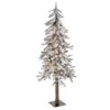 Gerson 4 Ft. Slim LED 100 Ct Flocked Alpine Christmas Tree