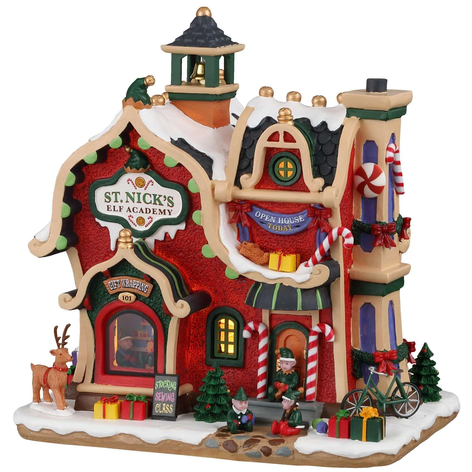 Lemax Multicolored St. Nick's Elf Academy Christmas Village 8 In.