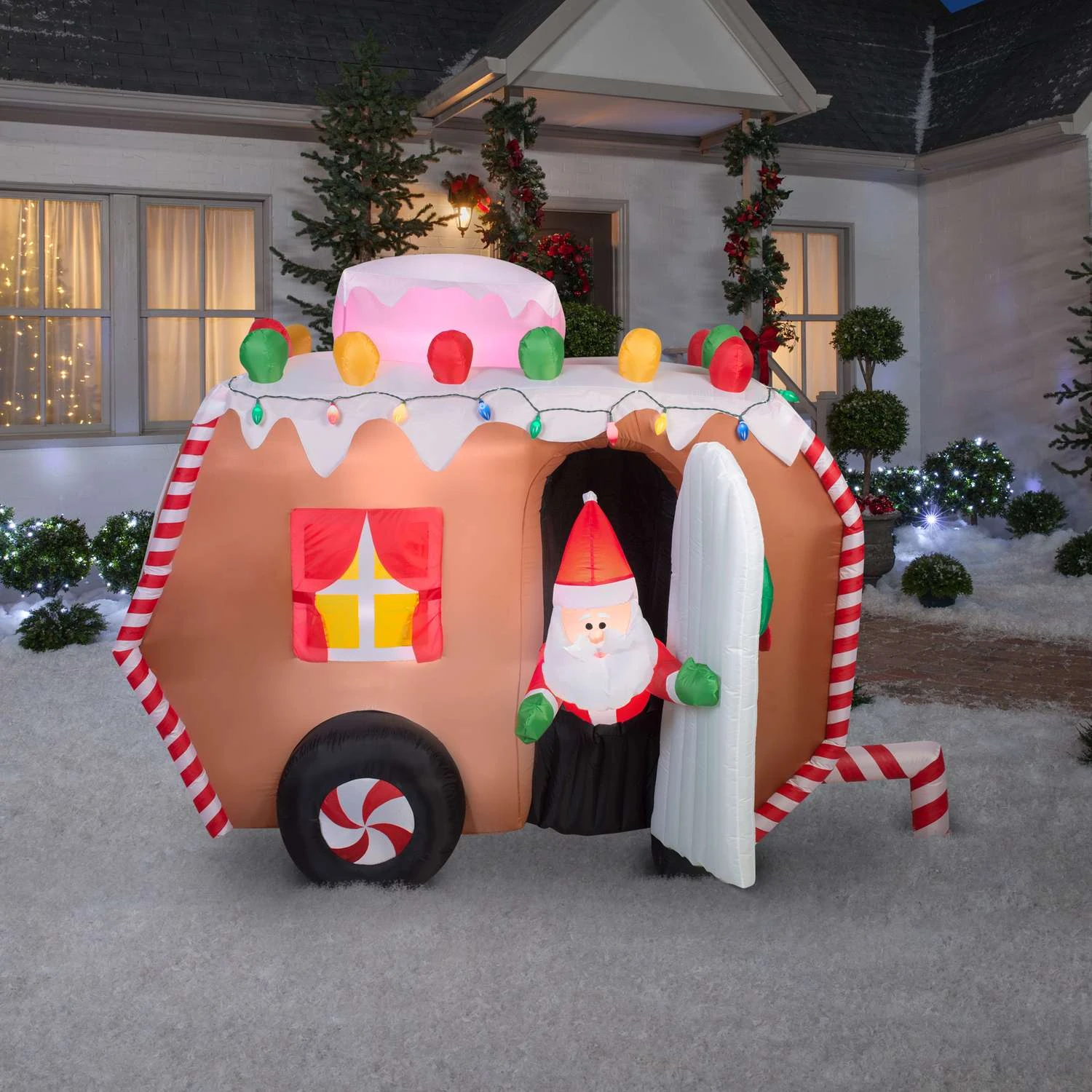 Gemmy LED Gingerbread Trailer 5.5 Ft. Inflatable - Image 2