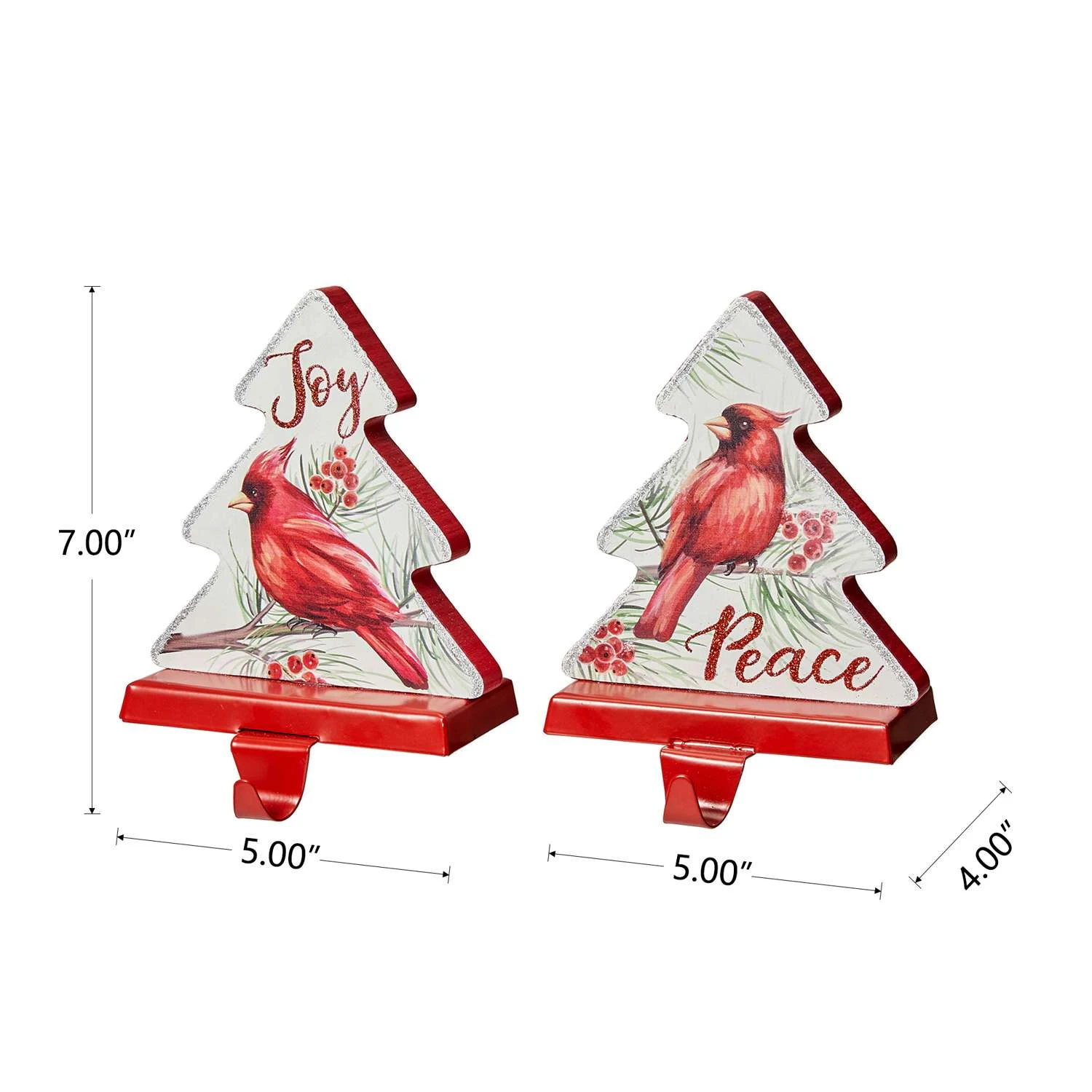 Glitzhome Multicolored Christmas Cardinal Stocking Holder 7.09 In. - Image 2